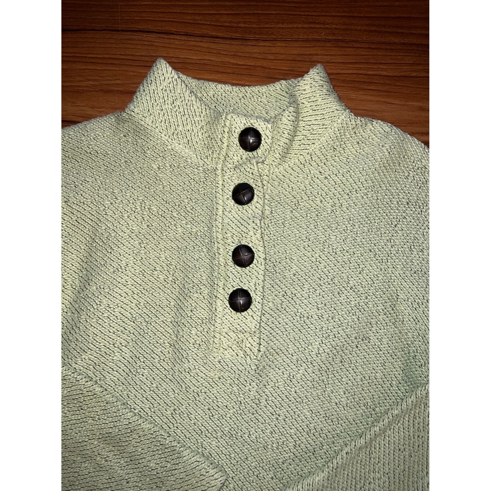 Soft Surroundings Lime Green Marl Button Mock Neck Tunic Sweater Large
